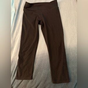 Fabletics Black Capri Leggings. Hi-Waist. Small pointelle detail on legs. Small